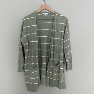 Madewell Striped Side-Button Linen Cotton Cardigan Small